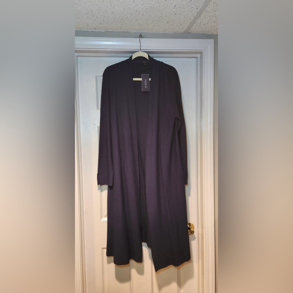 NWT Lafayette 148 Women’s Dark Blue Duster Cardigan Sweater Long All Seasons - Picture 7 of 8